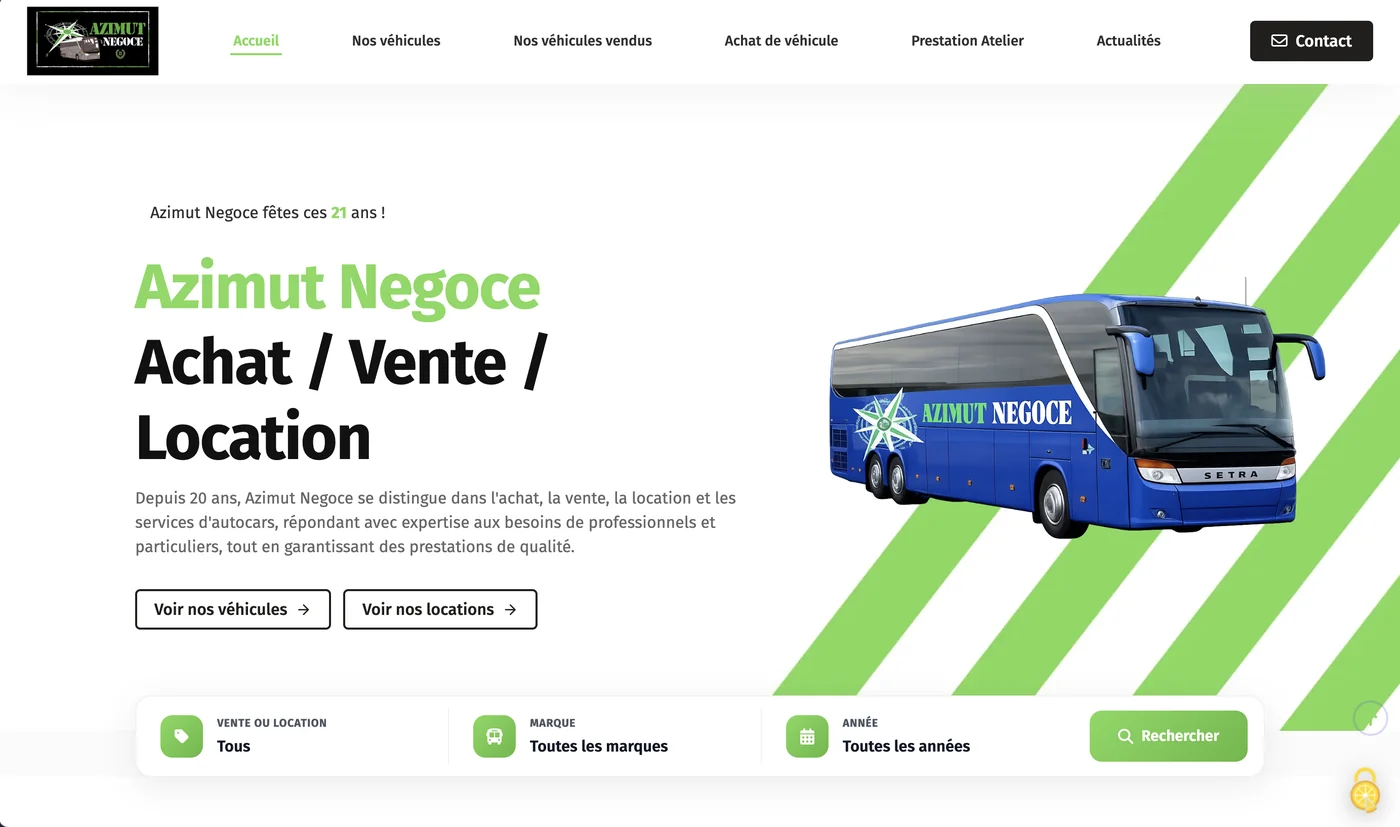 Site Azimut Négoce — achat, vente et location d'autocars